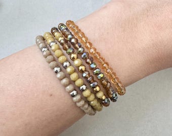 Gold Crystal Beaded Bracelet