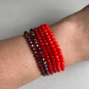 Crystal Bracelet, Sparkly Bracelet, Adjustable Bracelet, Red Bracelet, Beaded Bracelet, Friendship Bracelet