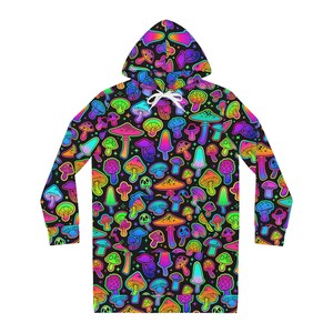 Trippy Colorful Fun Mushroom Women&#39;s Hoodie Dress