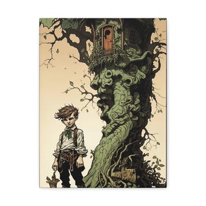 Retro Jack and the Beanstalk Illustration | Canvas | AI Art