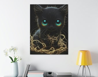 Cute Vantablack Catjitsu Kintsugi | Canvas | AI Art