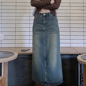 Y2K Aesthetic Denim Midi Skirt - Etsy