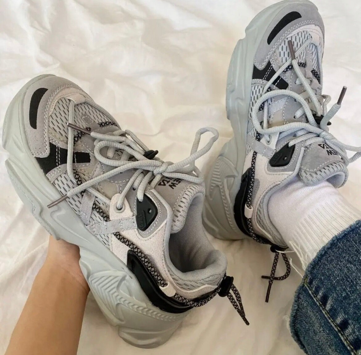 Grey and deals white chunky trainers