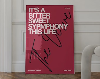 Bittersweet Symphony Lyric Poster, The Verve, Music Art Print (Digital Download)