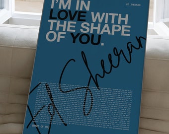 Ed Sheeran 'Shape of You' Lyrics Poster, Divide Album (Digital Download)