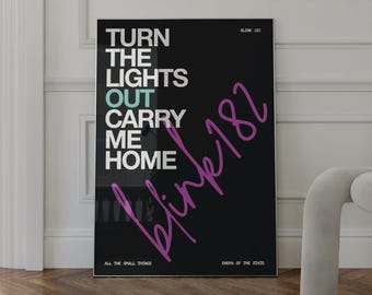 Blink 182 Black Lyric Poster, All The Small Things, Pop Punk Art Print (Digital Download)