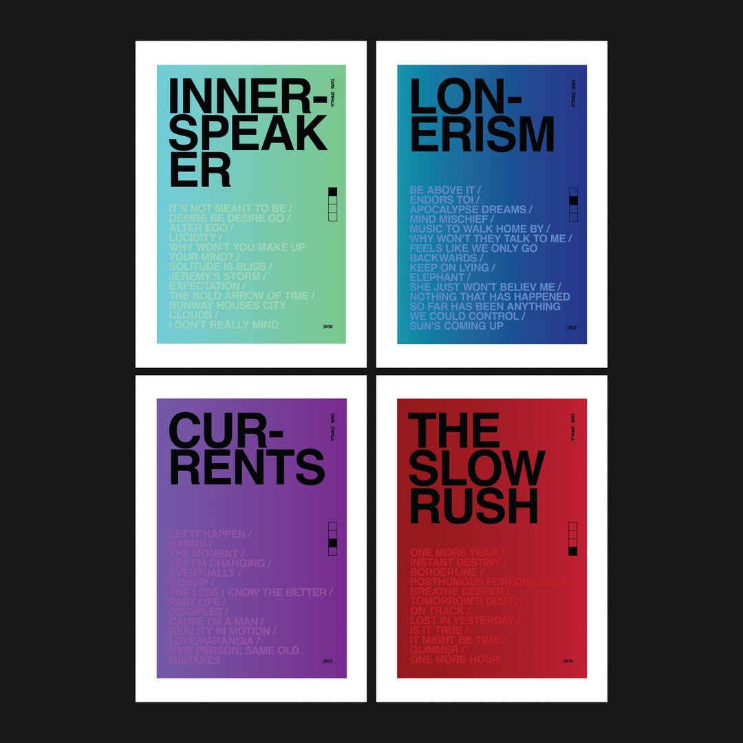 Set of 4 Tame Impala Album Posters, DIGITAL DOWNLOAD, Type Poster