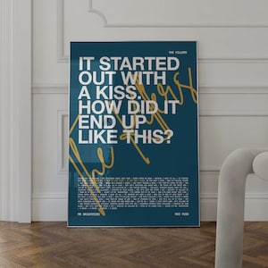 Mr Brightside by The Killers Poster, DIGITAL DOWNLOAD, Type Poster, The Killers Song lyric print, It started out with a kiss, Mr brightside