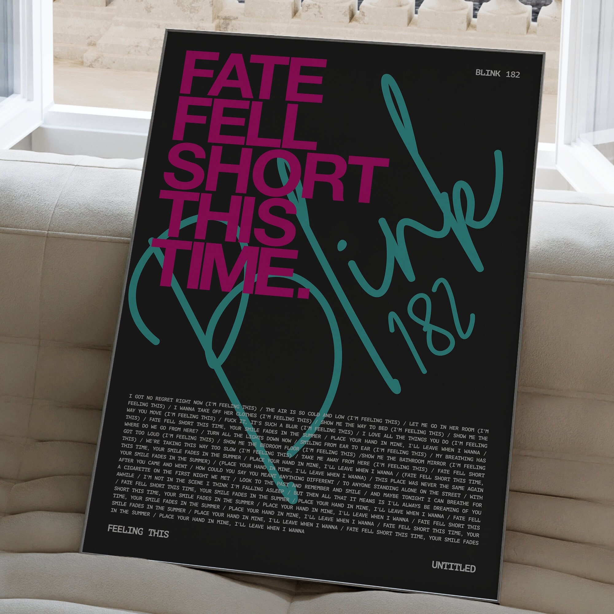 Blink 182 Feeling This, Digital lyric poster, Song print, Typography print, INSTANT download, Tom DeLonge, Mark Hoppus, Blink lyric print