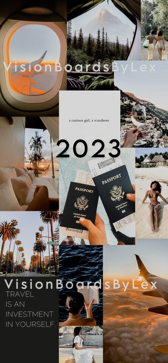 Travel Girl Aesthetic Vision Board for 2023 Wallpaper - Etsy Travel Girl Aesthetic Vision Board for 2023 Wallpaper - Etsy