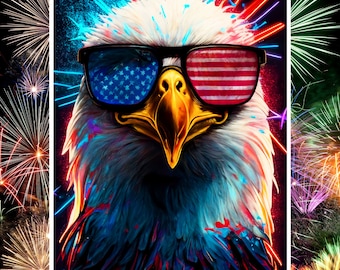 Patriotic Eagle Digital Wall Art | Stunning AI-Generated Print for Home & Office, Bald Eagle Digital Download for Home Decor, Art Print