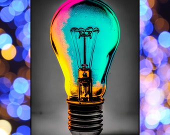Digital Art in the Style of Andy Warhol | AI-Generated Pop Art Print | Instant Download for Home Decor | Vintage Light Bulb Digital Art