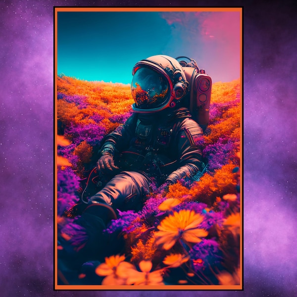 Surreal Astronaut Digital Art Print | AI-Generated Wall Decor | Abstract Space Art | AI-Generated Wall Decor for Space Lovers | Art Print