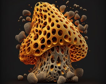Vibrant Morel Mushroom Art, Printable Mushroom Art for any Fungi or gal