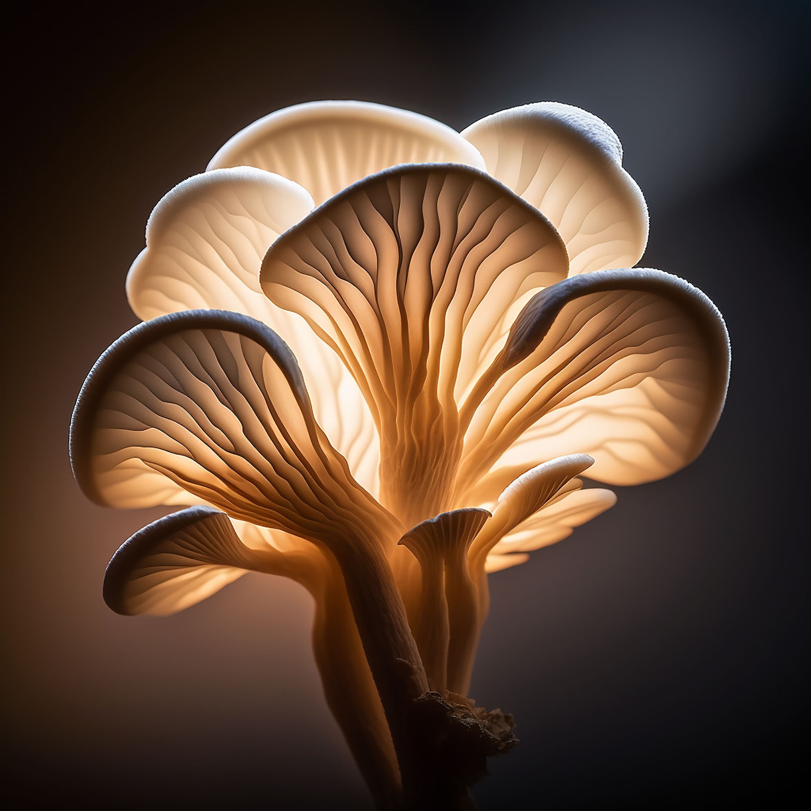 Realistic Glowing Oyster Mushroom Art Instant Digital Print Download