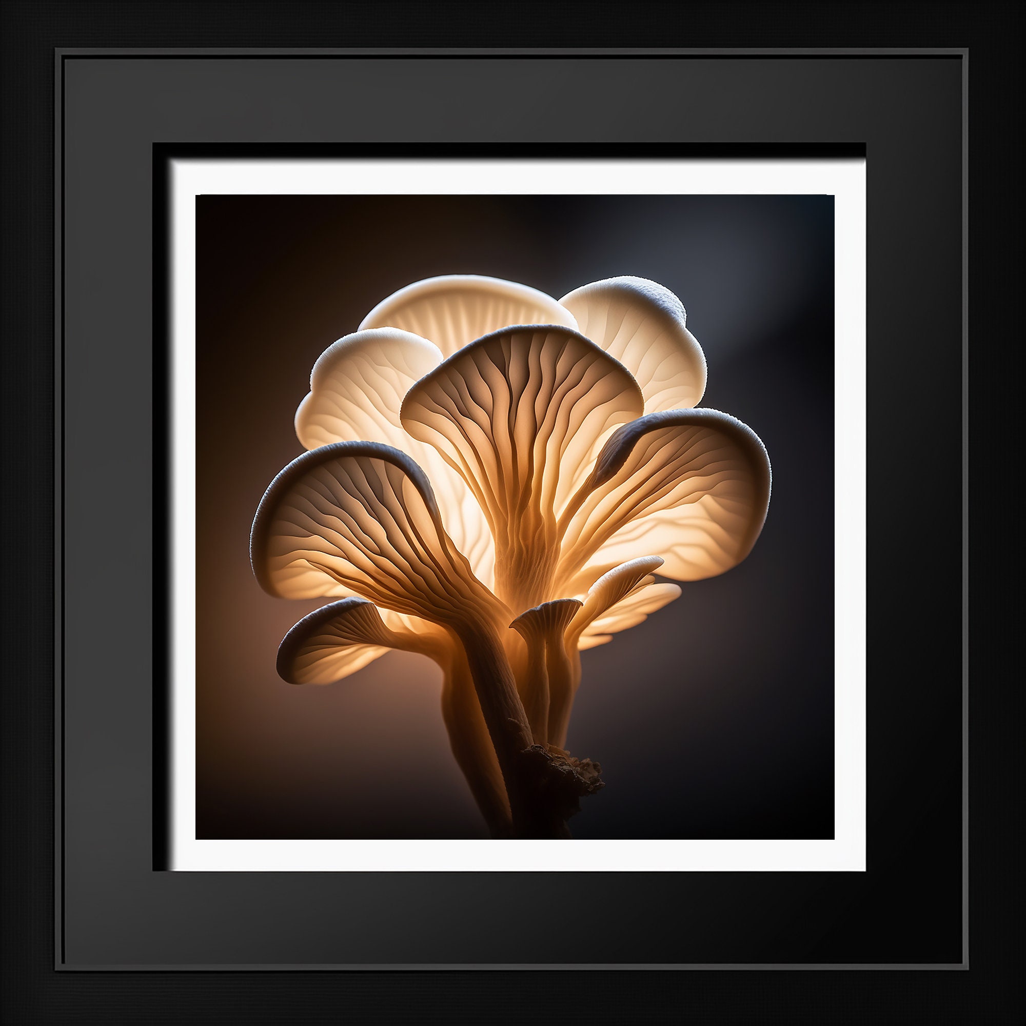 Realistic Glowing Oyster Mushroom Art Instant Digital Print Download ...