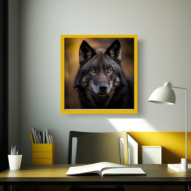 Black Timber Wolf Nature Photography Digital Print Download Closeup