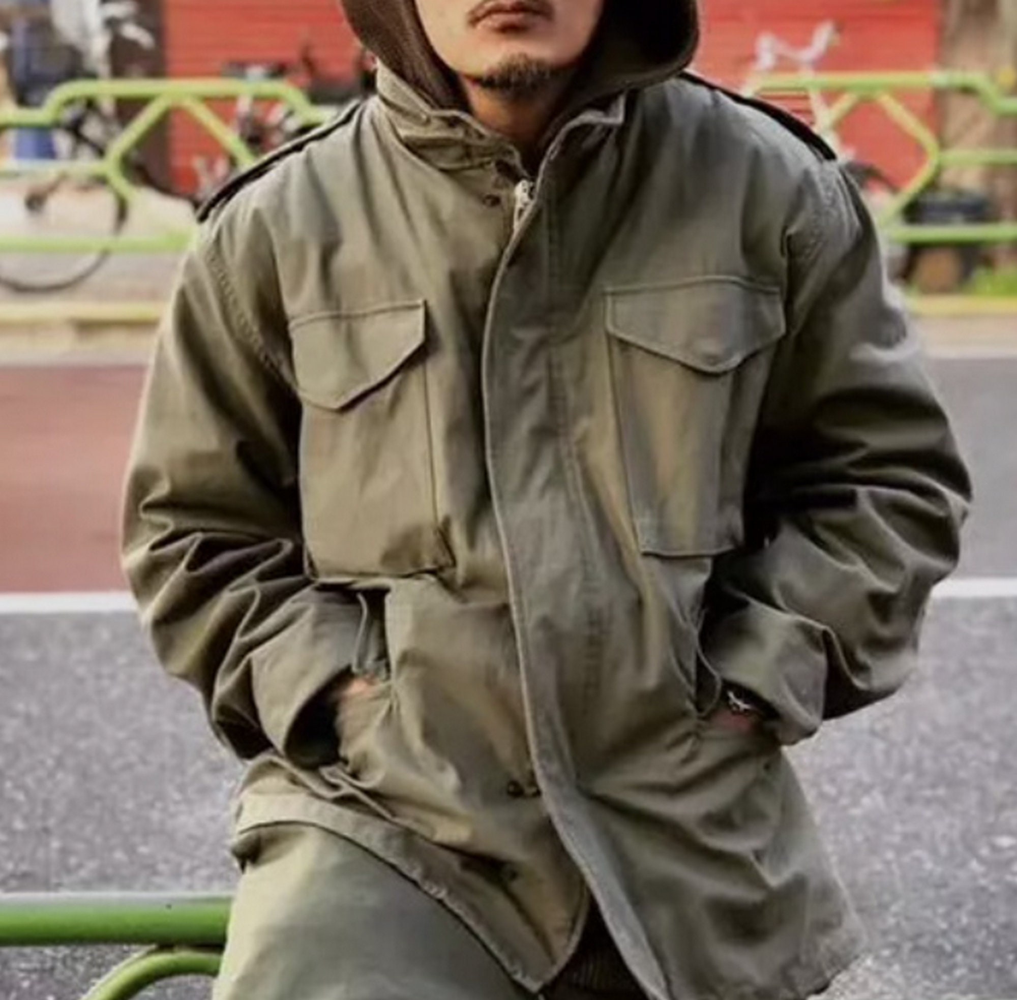 Mens Military Jacket Zip up Snap Buttons Lightweight Utility Etsy