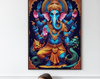 Lámina artística de deidades hindúes / Criaturas mitológicas, decoración india (descarga digital)