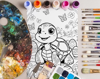 Páginas para colorear de Pascua para niños con descarga instantánea: actividad divertida con temática de conejitos y huevos