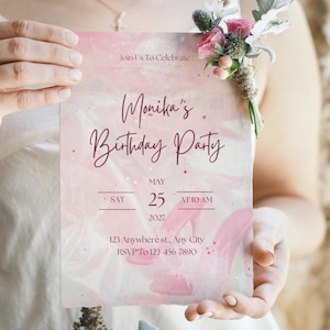 Pink Glam Birthday Invitation Template | Editable Canva Design | Girls Party Invite | Barbiecore Printable | Instant Download