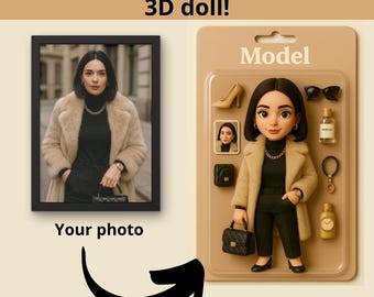 Retrato digital 3D personalizado de muñeca según profesión/Ilustración de personaje personalizada a partir de foto