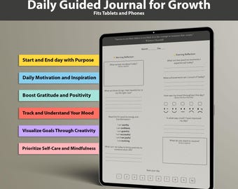 Diario guiado diario / Planificador de positividad, autocuidado y atención plena