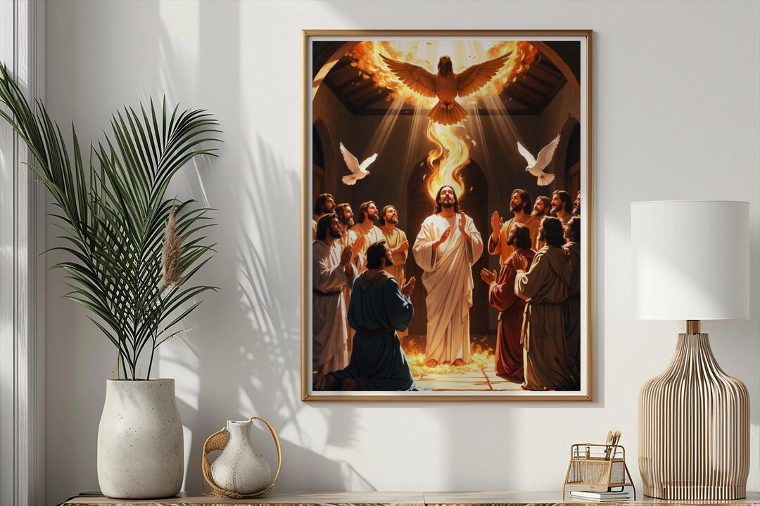 Pentecost Holy Spirit Art | Christian Bible Scene Printable (digital ...