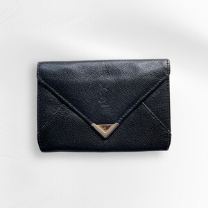 Yves Saint Laurent Card Case Wallet Pink gold Hardware Auth YSL Holder Rare
