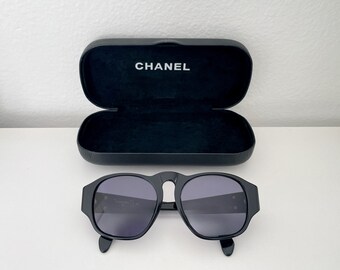 Chanel Square Black Sunglasses With Case Flaw Y2K Chanel Square Black Sunglasses With Case Flaw Y2K main image 3