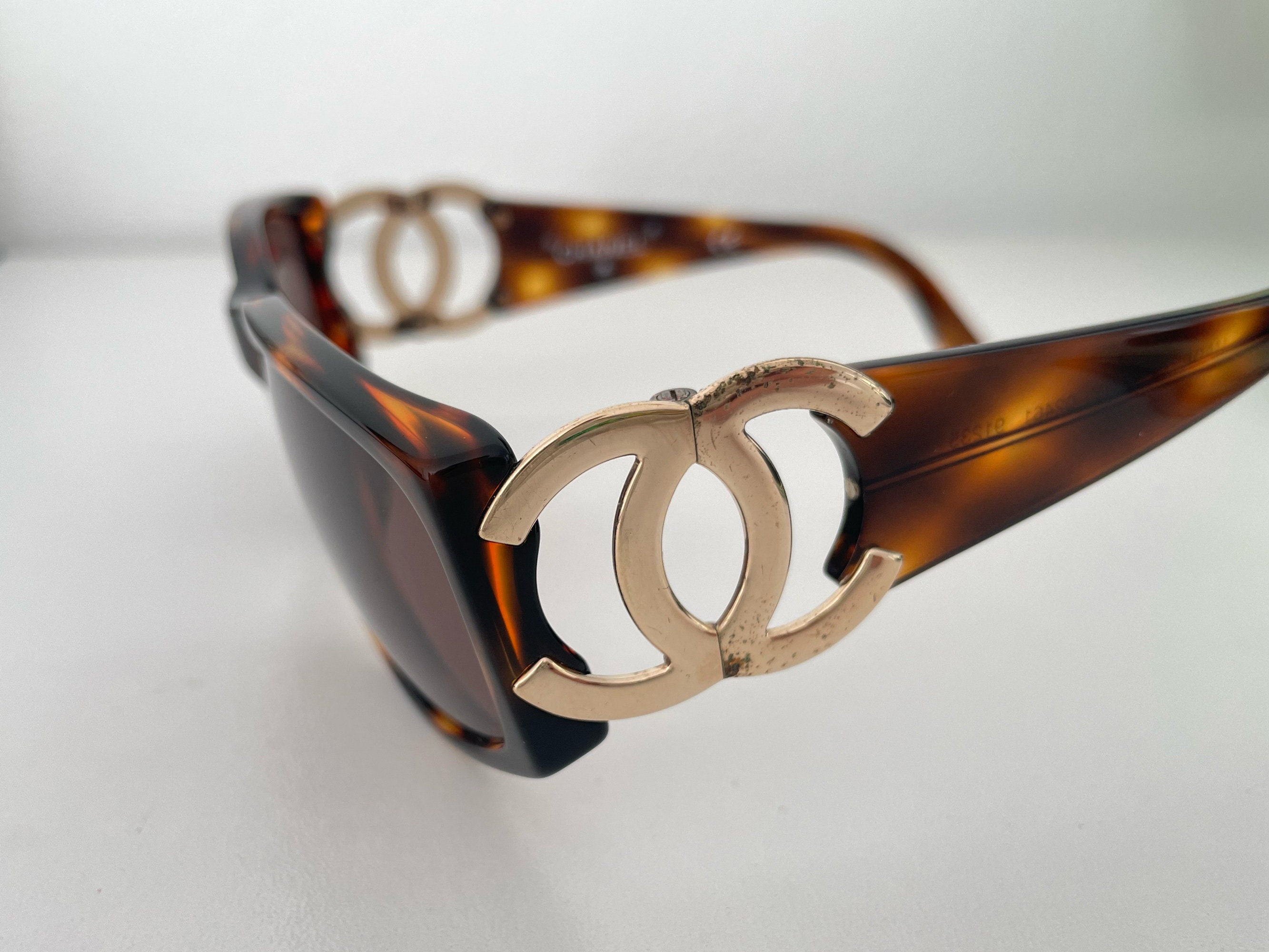Authentic Vintage CHANEL Sunglasses | Y2K Retro Style | CC Gold