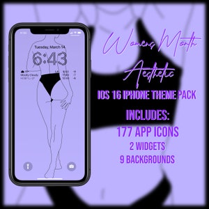 Women&#39;s Month Aesthetic iOS 16 iPhone Set | 177 App Icon Set | Widgets and Wallpapers | Theme Pack