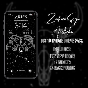 Zodiac Sign Aesthetic iOS 16 iPhone Set | 177 App Icon Set | Widgets and Wallpapers | Theme Pack