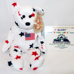 1998 69º JOGO ALL STAR Colorado Rockies Baseball MLb Promocional Ty Glory Bear Beanie Baby Cartão Comemorativo 48587 Presente para colecionadores de amantes