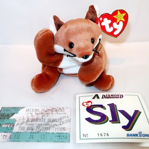 1998 INAUGURAL AZ DIAMONDBACKS Werbety Sly The Fox Beanie Baby, Gedenkkarte 1676 und Brauer Spielkarte Liebhaber Sammlergeschenk