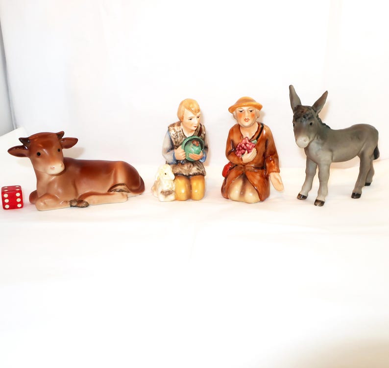 960s GOEBEL NATIVITY FIGURINES Hummel HX257 Tmk3 CHOOsE Shepherd Lamb Grapes Donkey Ox Cow Porcelain Replacement Creche Christmas Love Gift