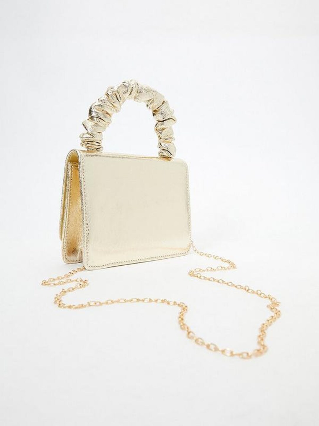 Quiz Gold Foil Faux Leather Ruched Mini Handle Bag Anniversary Etsy