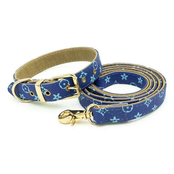 Blue Dog Collar Leash Set Luxury Designer High Fashion Monogram Empreinte Leather Etsy Canada