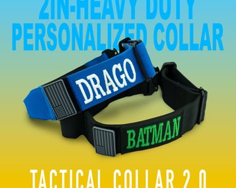 Personalized Tactical Dog Collar: Heavy Duty 2in Wide, Metal Buckle