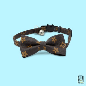 Leather LV Hair Bow in Brown - Shop By Designer - - Bows Posh Puppy Boutique