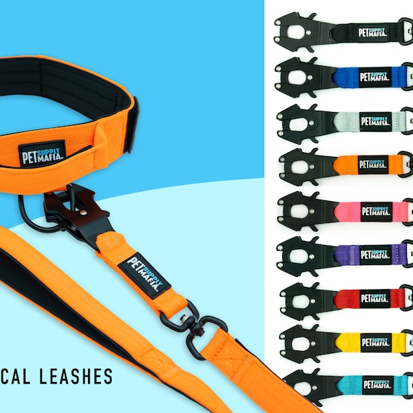 Tactical Swivel Dog Leash - Heavy duty leash - Black, Yellow, Pink, Blue, Orange, Grey, Turquoise