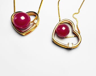 Collar de corazón con piedra de nacimiento personalizado: oro de 18 quilates, plata de ley