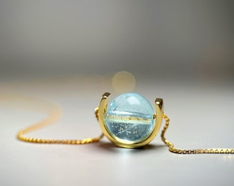 Gold-Filled Blue Topaz Necklace: Sterling Silver December Birthstone Pendant
