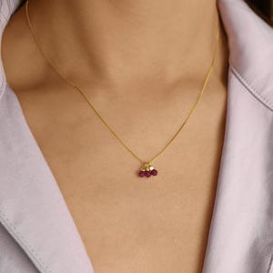Ruby Necklace, 18K Gold Filled Custom July Birthstone Jewelry, Genuine Garnet Necklace, Dainty Birthday Gift for Her, Christmas Gift for Mom