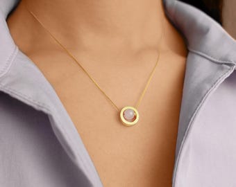 Rose Quartz Necklace: Dainty Gold Filled Birthstone Jewelry