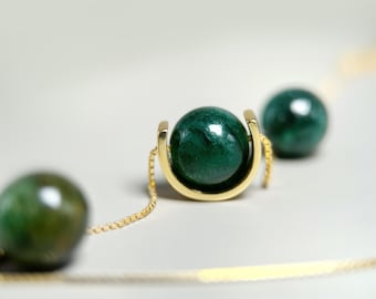 Real Emerald Necklace: 18K Gold-Filled, Silver, May Birthstone, Bridal, Mom Gift for Christmas, Birthdays