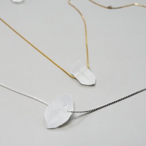 Raw Clear Quartz Necklace, 925 Silver, Gold-Filled Crystal Pendant, Bridal Gift For Woman, Mom