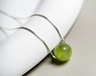 Dainty Peridot Necklace: August Birthstone, Sterling Silver or 18K Gold