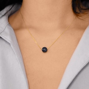 Blue Sapphire Necklace, September Birthstone Necklace, 18K Gold Fill/Silver, Dainty Sapphire Necklace,  Minimalist Natural Sapphire Jewelry