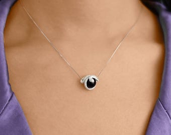 Sterling Silver Snake Birthstone Necklace: Gothic Serpent Pendant